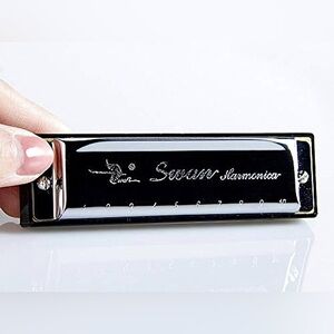 Swan Silver Harmonica Blues C Key for Kids Adults, 10 Hole Diatonic